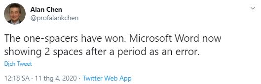 Sau khi chấm hết câu nên gõ 1 hay 2 lần dấu cách? Microsoft Word đã có câu trả lời chính thức - Ảnh 2.