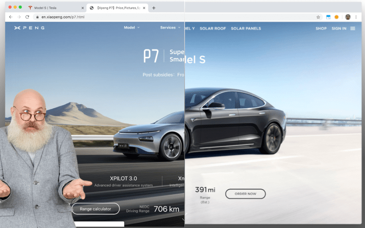 Hãng xe điện Trung Quốc bị bắt quả tang sao chép website của Tesla