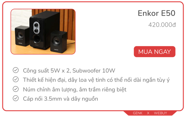 Dưới 500k có 10 mẫu loa vi tính chính hãng chất lượng, xem phim hay chơi game sướng hơn loa Bluetooth mini - Ảnh 6.