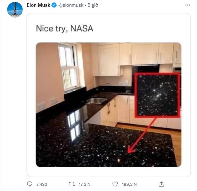 Ảnh chụp vũ trụ mang tính lịch sử của NASA bị Elon Musk &quot;hạ giá&quot; thành hình ảnh họa tiết bề mặt kệ bếp - Ảnh 2.