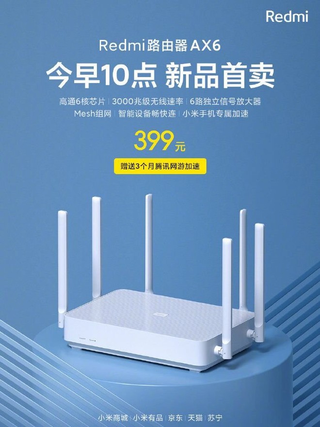 Redmi ra mắt router Wi-Fi 6 AX6: 6 ăng-ten, hỗ trợ mesh, băng tần kép, giá 1.3 triệu đồng - Ảnh 1.