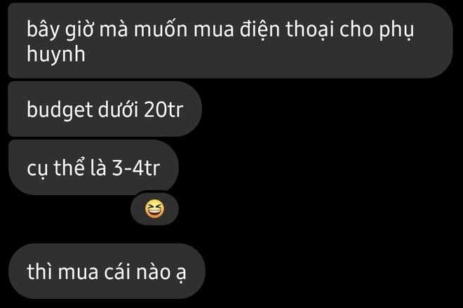 Tìm điện thoại mới cho bố mẹ: Budget dưới 20 triệu, cụ thể là 3 - 4 triệu chọn máy nào? - Ảnh 1.